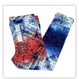Tie-dye handkerchief Capri leggings Small (4-6) NWT patriotic comfort super soft